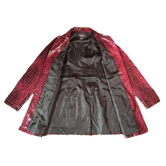 Selene Sport Red/Black Textured Reptile Print Long Sleeve Lined Jacket, Size S - Picture 4 of 6